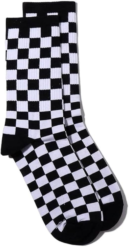GANPUB 1Pair Fashion Harajuku Trends Checkerboard Socks Geometric Checkered Socks Hip Hop Cotton ... | Amazon (US)