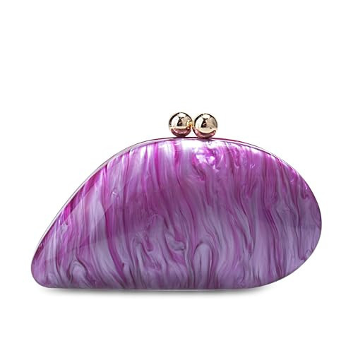 jessie Acrylic Evening Clutch Bag for Women Marble Purse Handbag for Wedding Party Prom (Purple) | Amazon (US)
