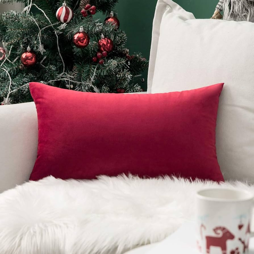 MIULEE Velvet Pillow Cover Christmas Decorative Lumbar Rectangle Pillowcase Soft Solid Cushion Ca... | Amazon (US)