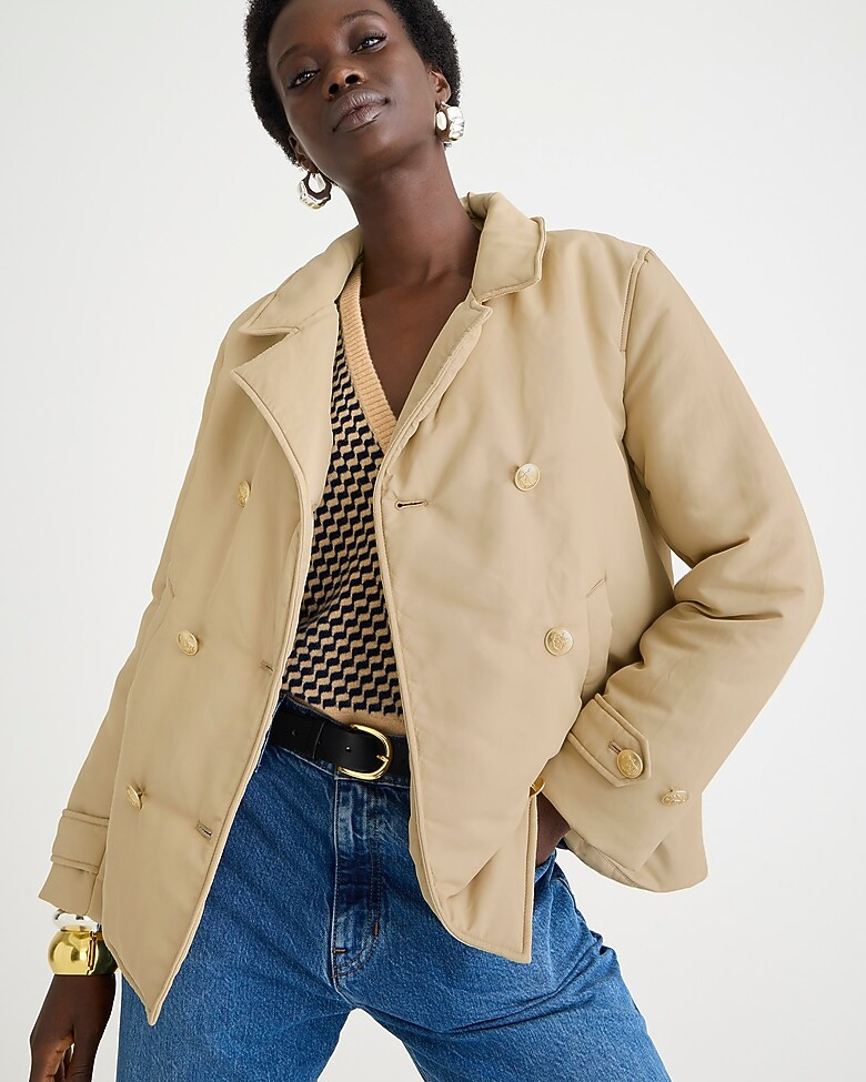 Peacoat puffer jacket in lightweight shiny nylon | J. Crew US