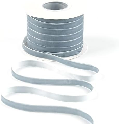 Dusty Blue Velvet Ribbon 3/8 Inch Single Face Thin Antique Blue Velvet Ribbon for Gift Wrapping, ... | Amazon (US)