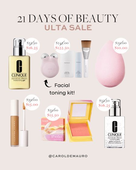 Products from Clinique, Benefit, Nuface, and Fenty Beauty are part of Ulta's 21 Days of Beauty sale today!

#beautypicks #skincaremusthaves #onsaletoday #makeupessentials

#LTKFind #LTKbeauty