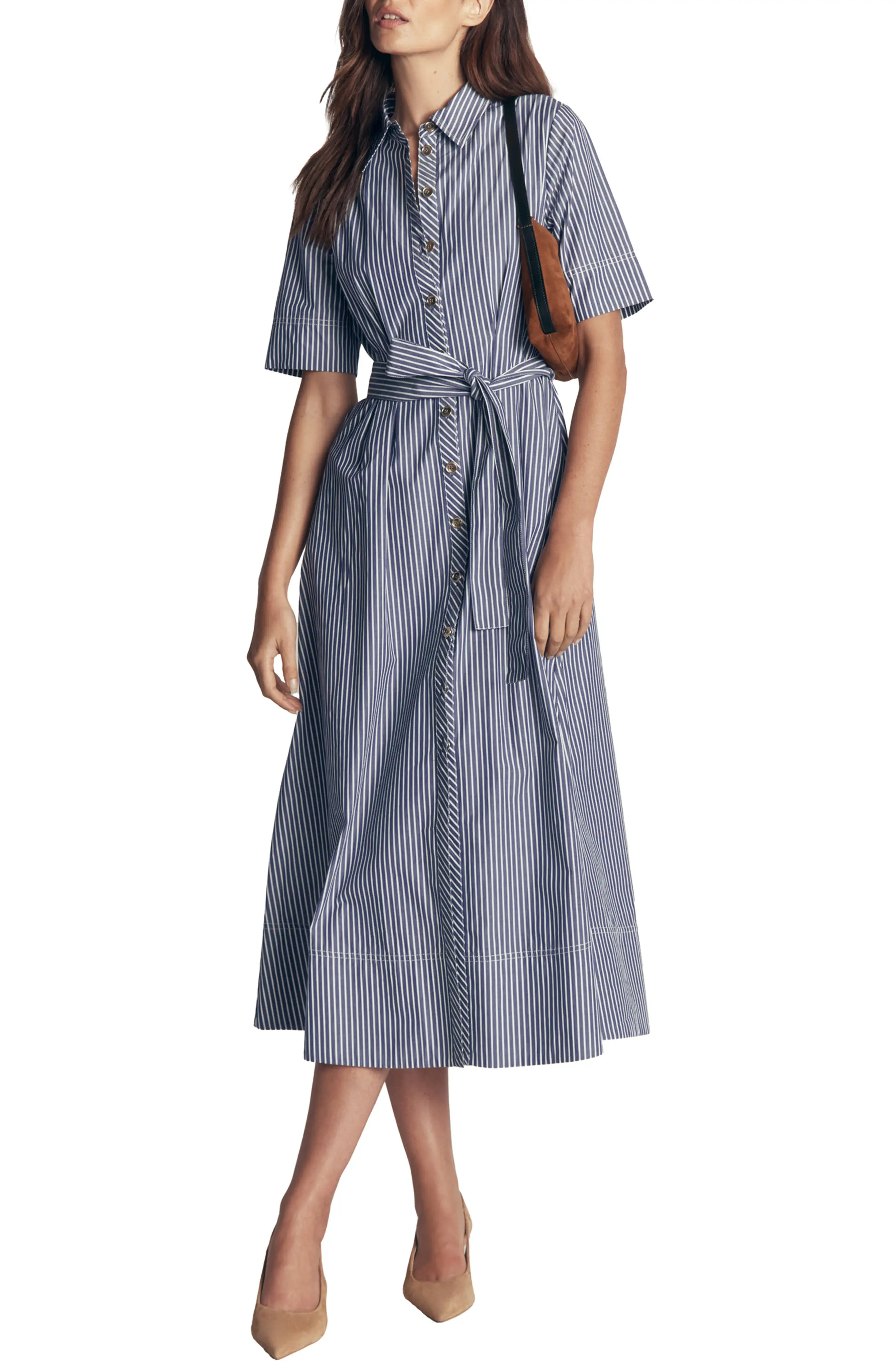 Boden Striped Cotton Midi Shirt Dress (Women) | Nordstrom | Nordstrom
