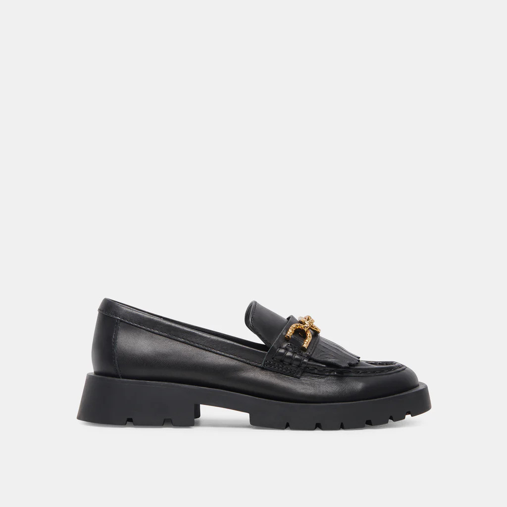 ERNA FLATS BLACK LEATHER | DolceVita.com