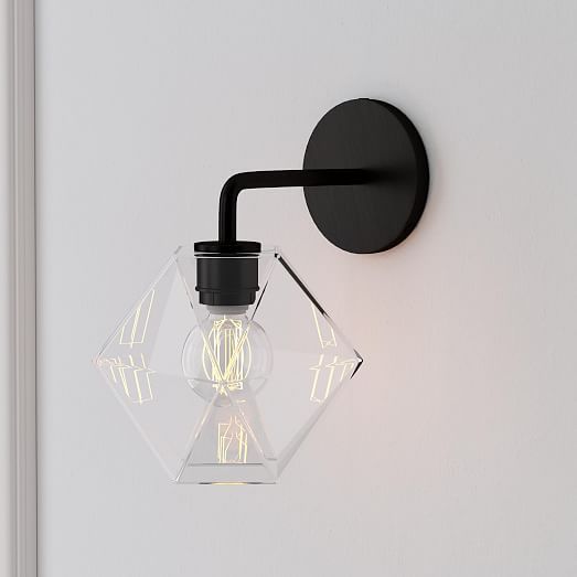 Sculptural Glass Faceted Sconce - Clear | West Elm (US)