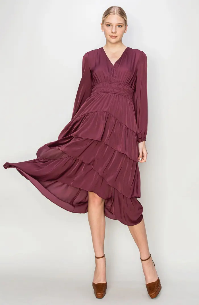 Tiered Long Sleeve Midi Dress | Nordstrom Rack