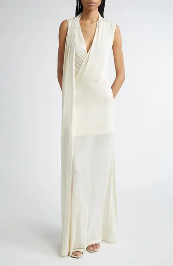 Overlapped Scarf Sheer Stretch Jersey Maxi Dress | Nordstrom