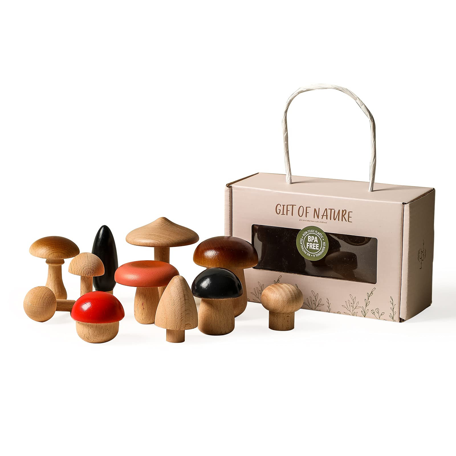 Promise Babe Wooden Mushroom Toys, Montessori Wooden Blocks Stacking Toys for Toddlers 11 Pcs, Mi... | Amazon (US)