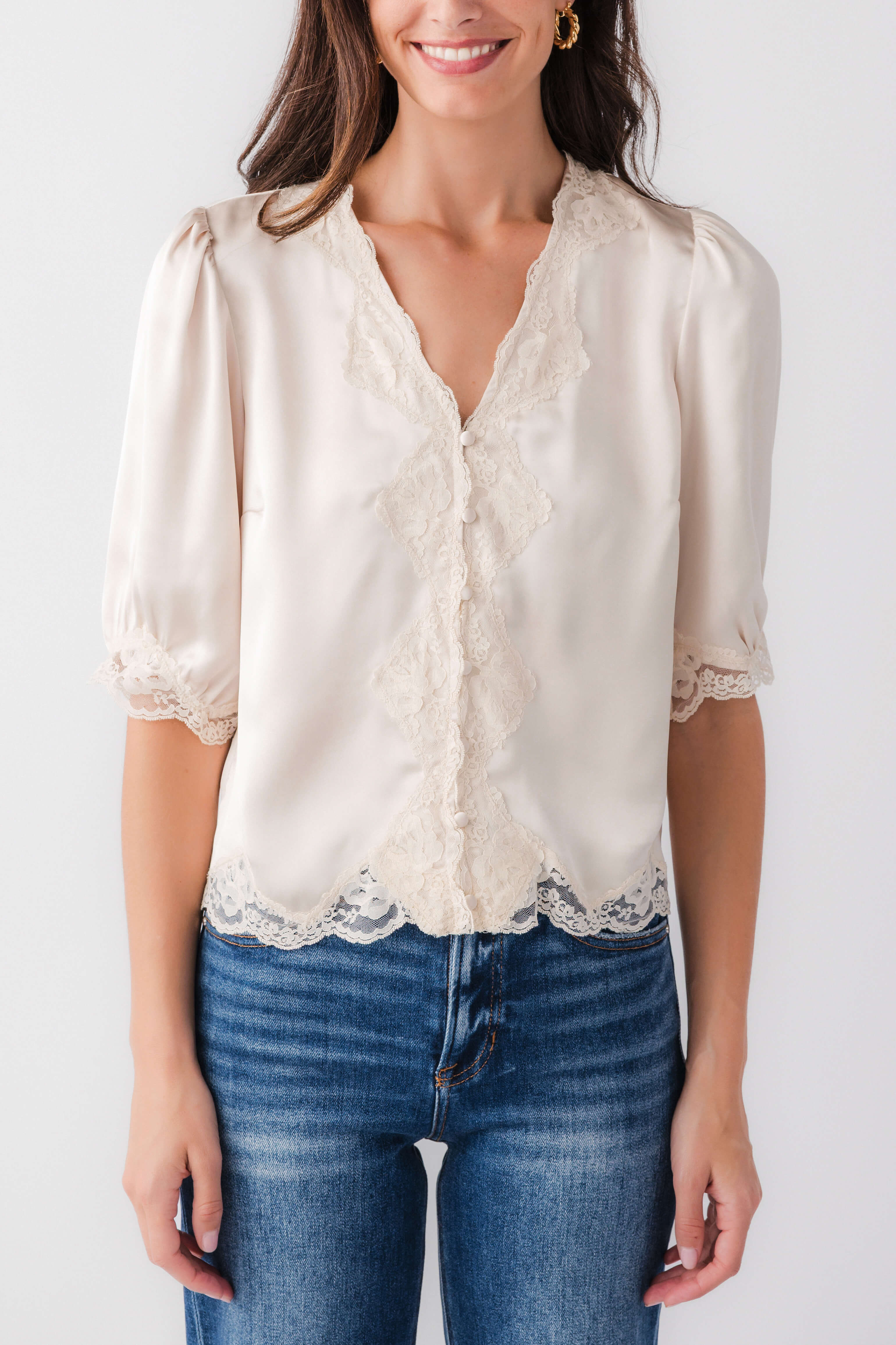 Current Air Lace Trim Top | Social Threads