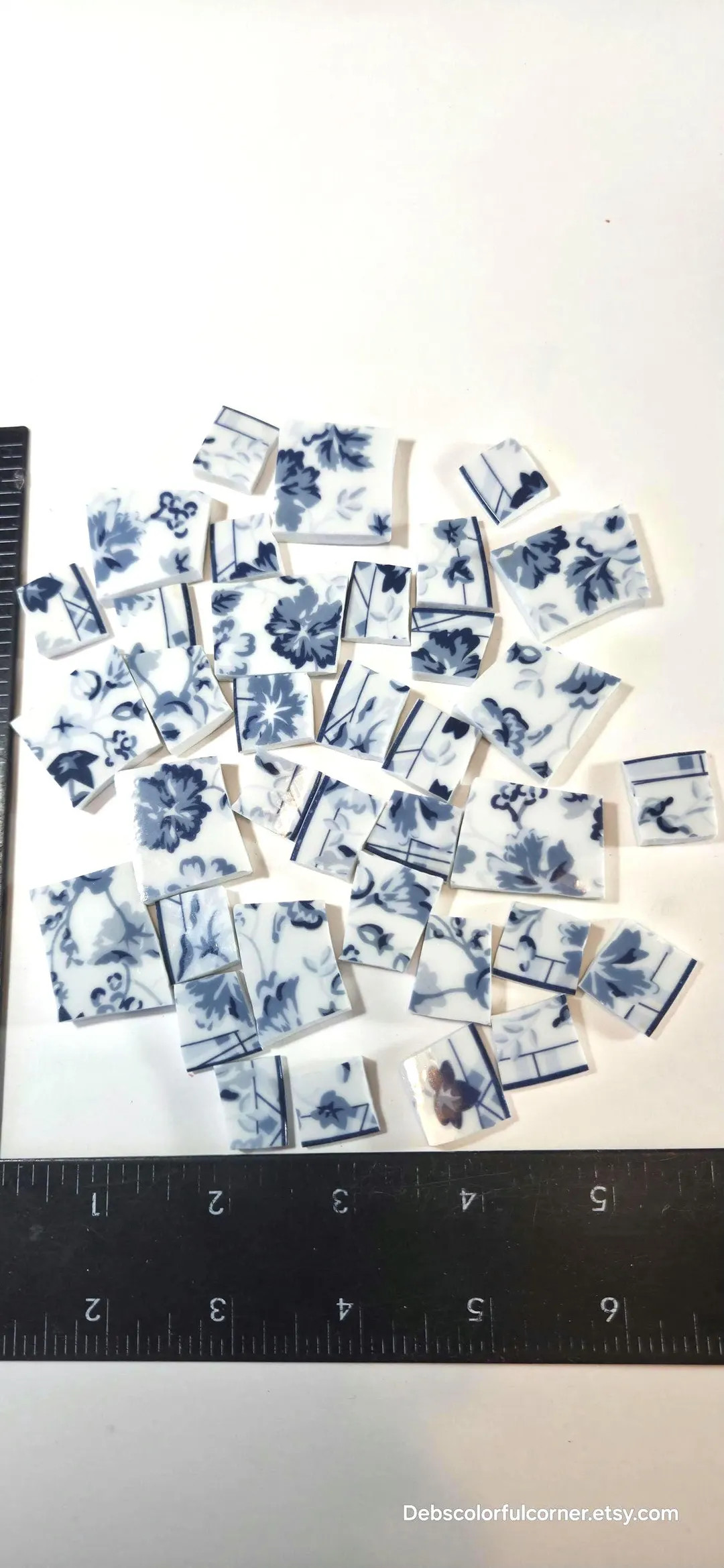 36 PIECES of ceramic china pieces hand cut assorted blue flowers mosaic supply tiles pieces cut f... | Etsy (Global)