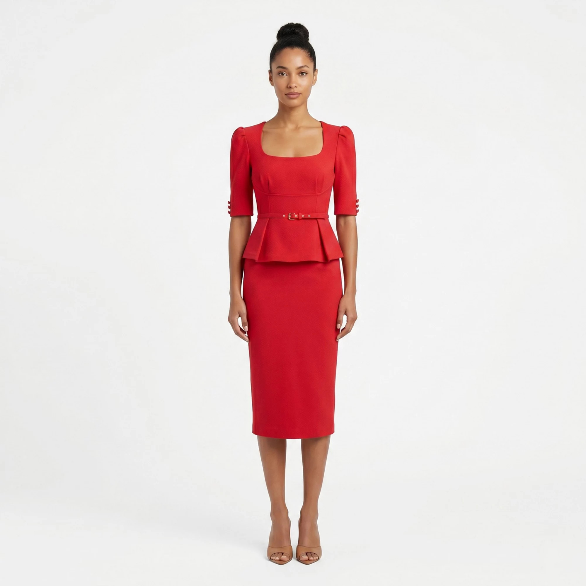 Women's Maison Tara Knit Boucle Peplum Midi Dress | Kohl's