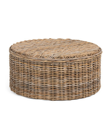 39x18 Seascape Driftwood Rattan Coffee Table | TJ Maxx