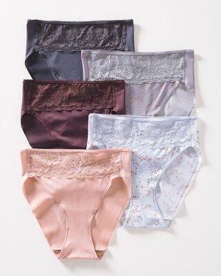 Microfiber High-Leg Briefs with Lace 5 Pack | Soma Intimates