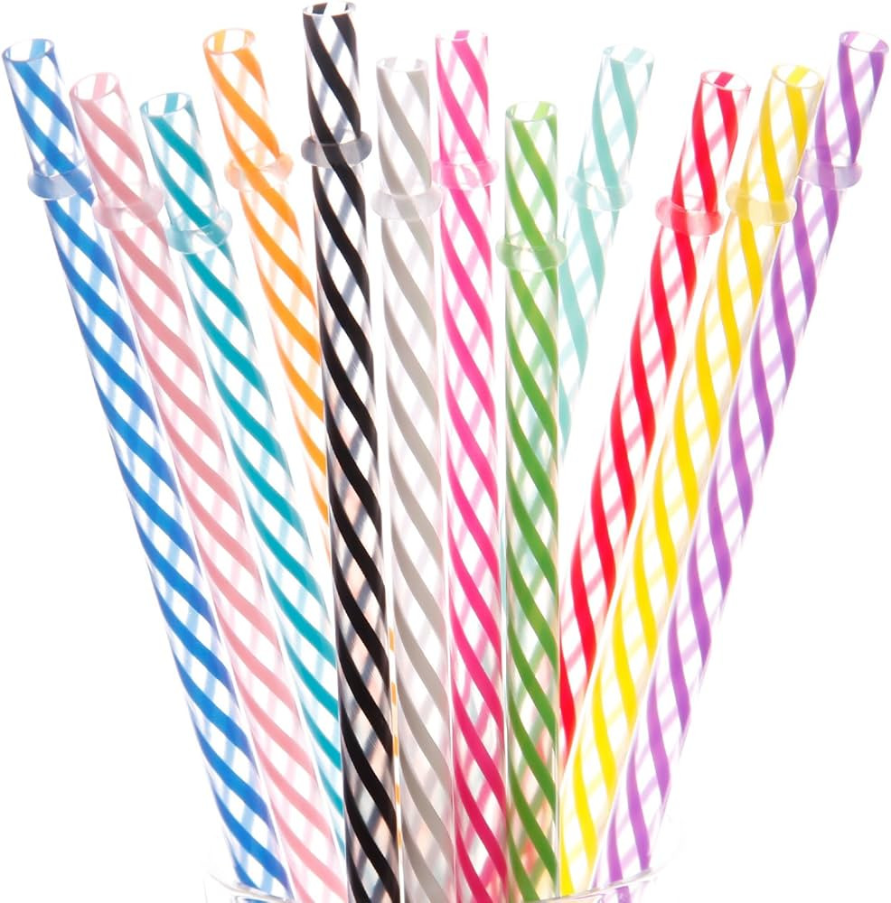 Dakoufish 12 Piece 11 Inch Reusable Plastic Thick Drinking Straws BPA Free Mason Jar Straws Trans... | Amazon (US)