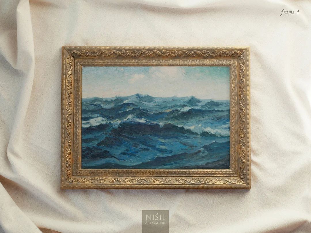 Vintage Art Print Framed, Vintage Ocean Painting, Sea Painting, Nautical Wall Art, Coastal Decor,... | Etsy (US)