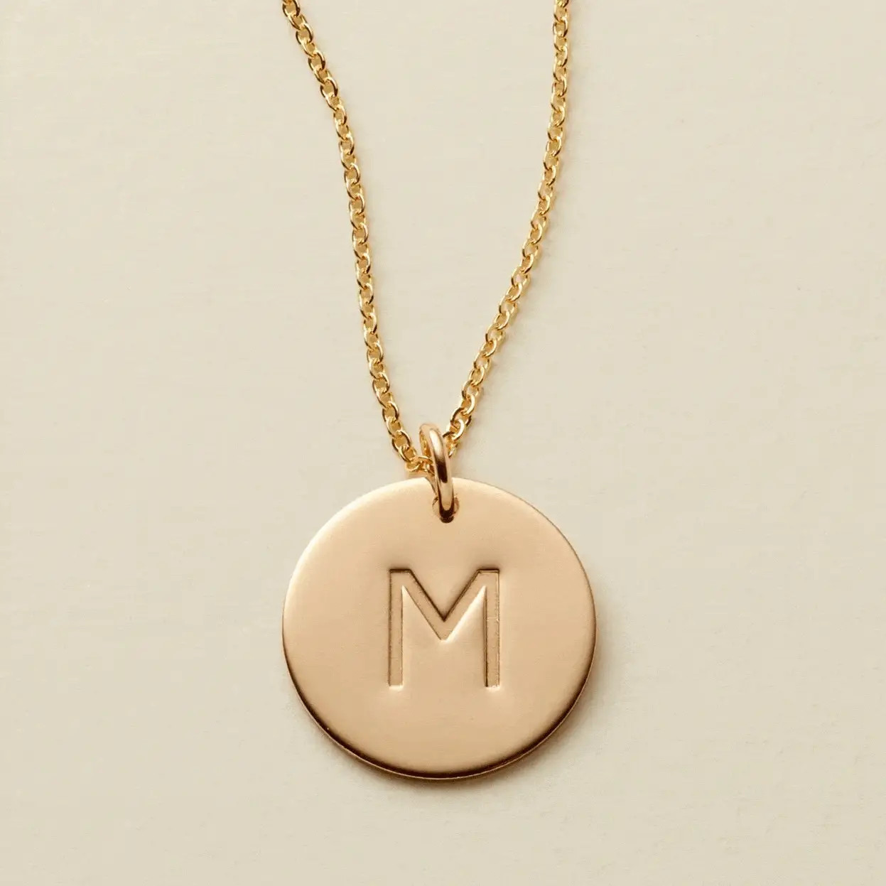 Made By Mary Initial Disc Necklace—5/8" | Hand Stamped, Handmade | Made By Mary | Made By Mary