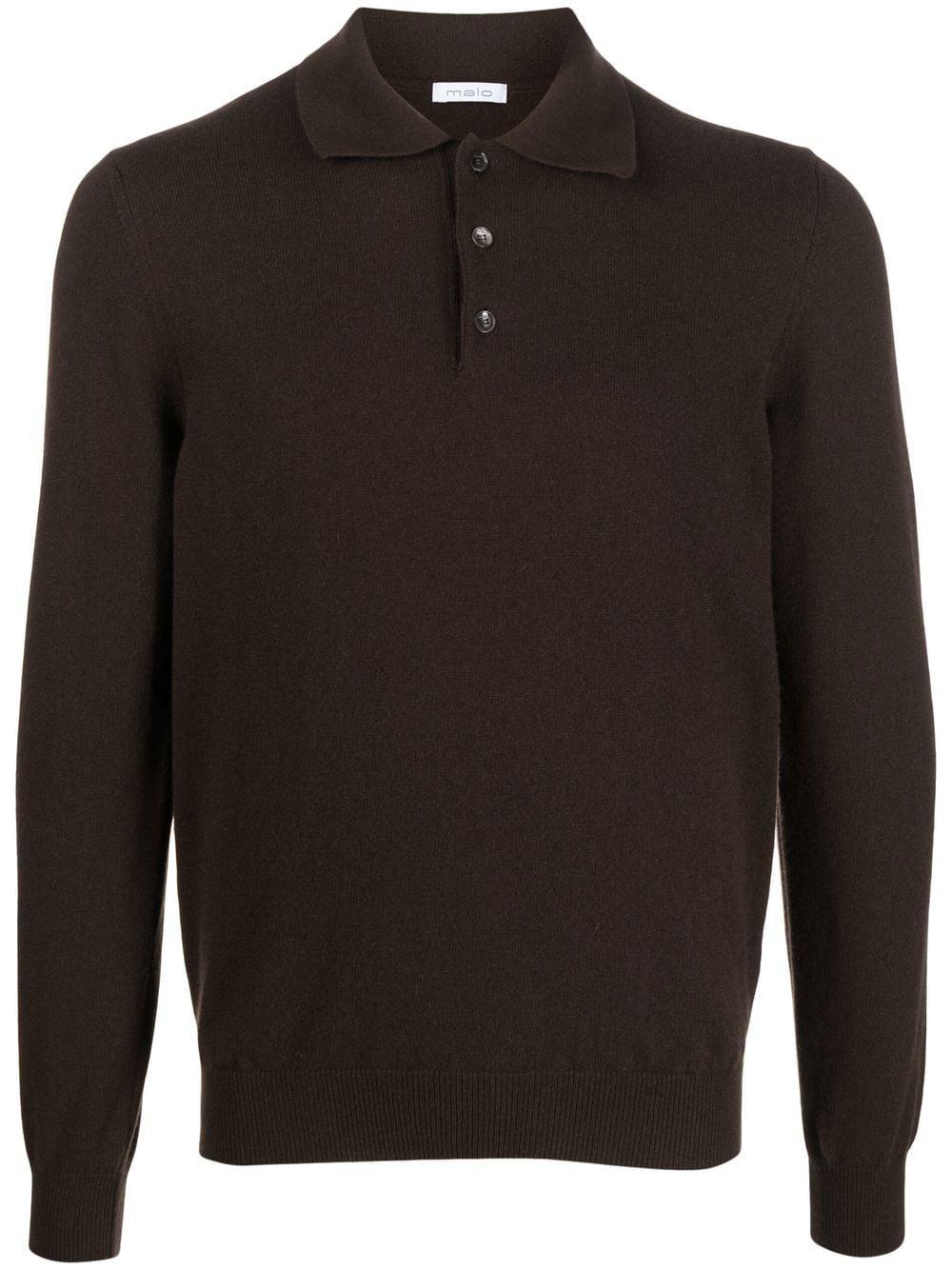 Malo long-sleeve cashmere polo shirt - Brown | Farfetch Global