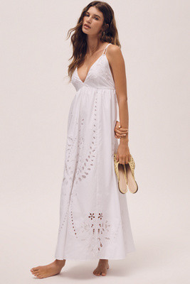 Maeve Cotton Eyelet Midi Dress | Anthropologie (US)