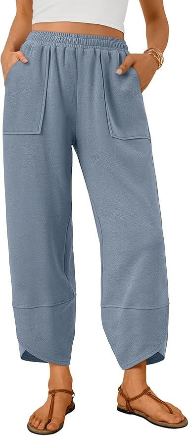 Trendy Queen Women's Wide Leg Pants, Soft Cotton Blend with Pockets for Casual Summer | Amazon (US)