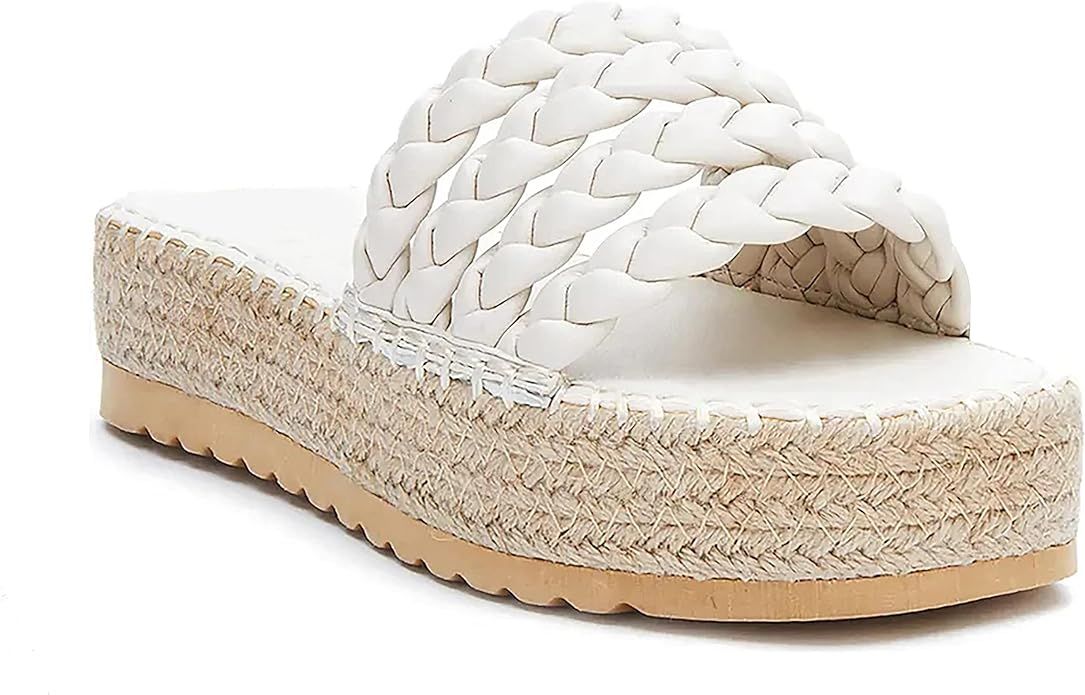 Coutgo Womens Platform Slides Sandals Espadrilles Braided Slip on Open Toe Backless Summer Dress ... | Amazon (US)