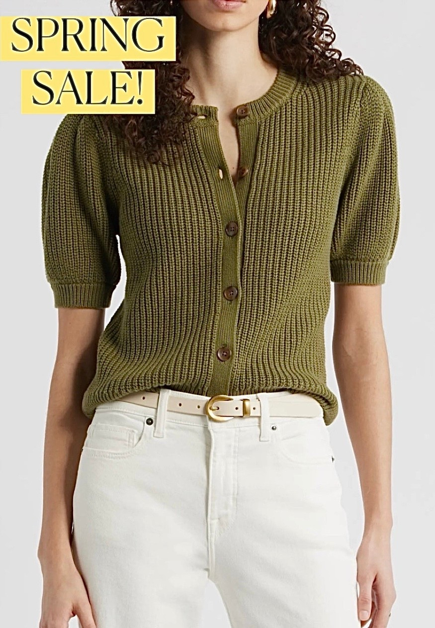 Puff sleeve short sleeve sweater 
Spring sale 
White jeans 

#LTKSeasonal