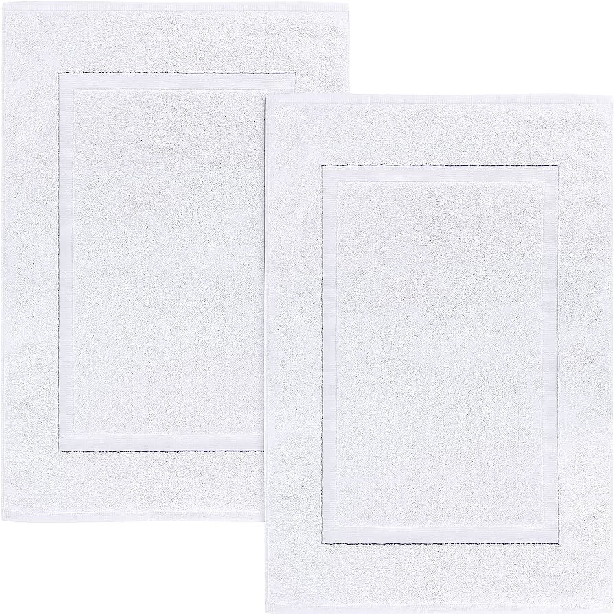 Utopia Towels Cotton Banded Bath Mats, White, [Not a Bathroom Rug], 100% Ring-Spun Cotton - Highl... | Amazon (US)