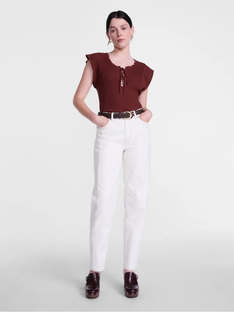 Scenario Women's Tank Sweater with Short Flutter Sleeves, Lightweight, Sizes XS-XXXL | Walmart (US)
