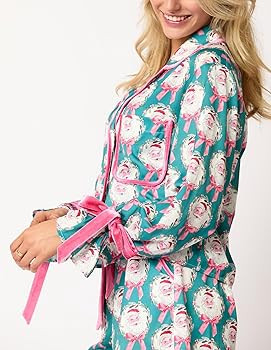 Argeousgor Women 2 Piece Christmas Pajamas Set Bow Tie Long Sleeve Button Shirts Ruffle Pants Cut... | Amazon (US)