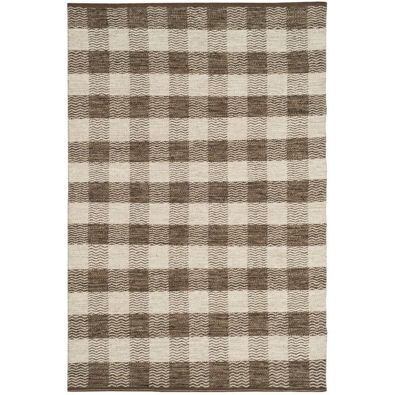 SAFAVIEH Kilim Jasmine Checkered Wool Area Rug, Light Grey/Brown, 4' x 6' | Walmart (US)