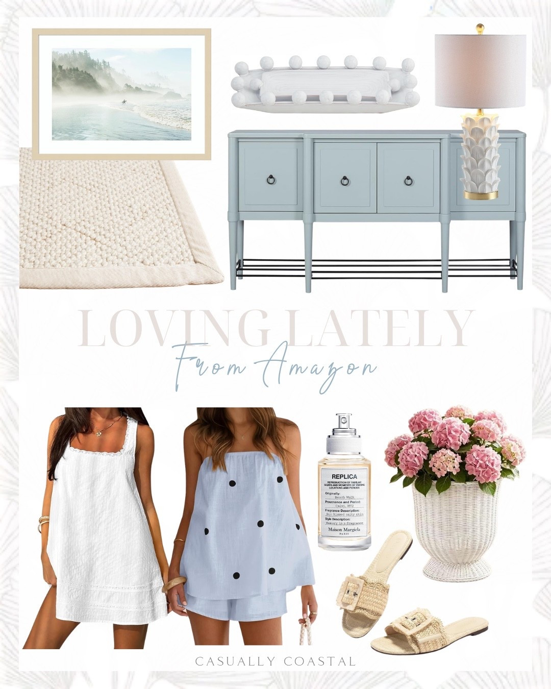 Loving Lately From Amazon 

Amazon rug, coastal rug, coastal home decor, coastal dress, coastal matching set, Amazon dress, Amazon matching set, summer dress, summer outfit, Amazon sandals, Amazon wall art, coastal wall art, coastal wall decor, coastal lamp, Amazon lamp, 3x5 rug, ivory rug, wool and jute rug, coastal tray, framed wall art, beach wall art, coastal sideboard, Amazon sideboard, white and gold lead table lamp, white cotton dress, cotton sundress, polka dot 2 piece set, raffia sandals, slide on sandals, maison margiela replica perfume, summer fragrance, wicker basket, woven planter

#LTKHome #LTKSeasonal