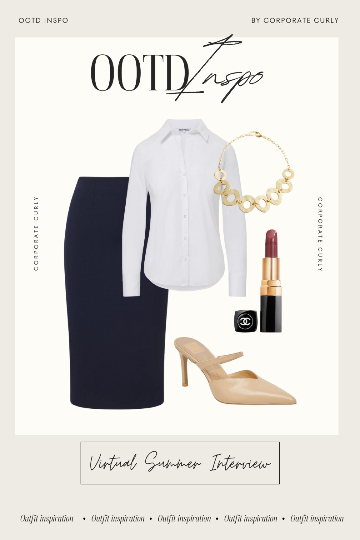 Virtual summer interview look: a crisp white button-up shirt paired with a tailored knee-length skirt. A statement necklace adds a personal touch, and nude pumps ensure a classic, polished finish.

#VirtualInterview #SummerInterview #ProfessionalStyle #WorkFashion #BusinessAttire #InterviewOutfit #OfficeStyle #CareerGoals #ChicLook #PolishedStyle #StatementNecklace #NudePumps #CareerReady #InterviewReady #WorkWear #ConfidentLook



#LTKShoeCrush #LTKWorkwear #LTKStyleTip