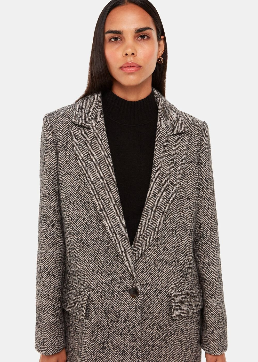 Brown Herringbone Single-Breasted Blazer | Whistles | Whistles UK | | Whistles