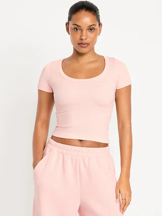 Exhale Seamless Cropped Rib T-Shirt | Old Navy (US)