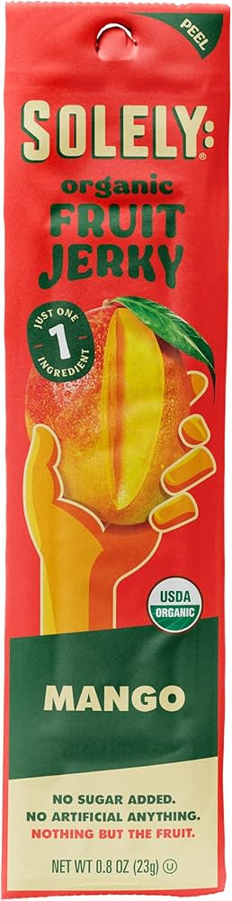 SOLELY - Organic Mango Fruit Jerky - 1 Individually Wrapped Fruit Strip - Fruit Leather Made from... | Amazon (US)