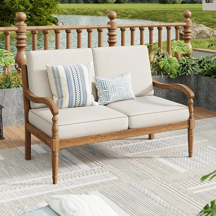 Christopher Knight Home Alice Acacia Wood Outdoor Loveseat, Wooden Patio Loveseat Sofa, Patio Fur... | Amazon (US)