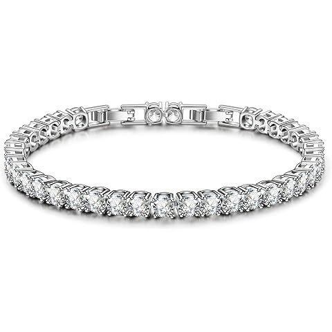 PAVOI 14K Gold Plated Cubic Zirconia Classic Tennis Bracelet | Gold Bracelets for Women | 4mm CZ,... | Amazon (US)