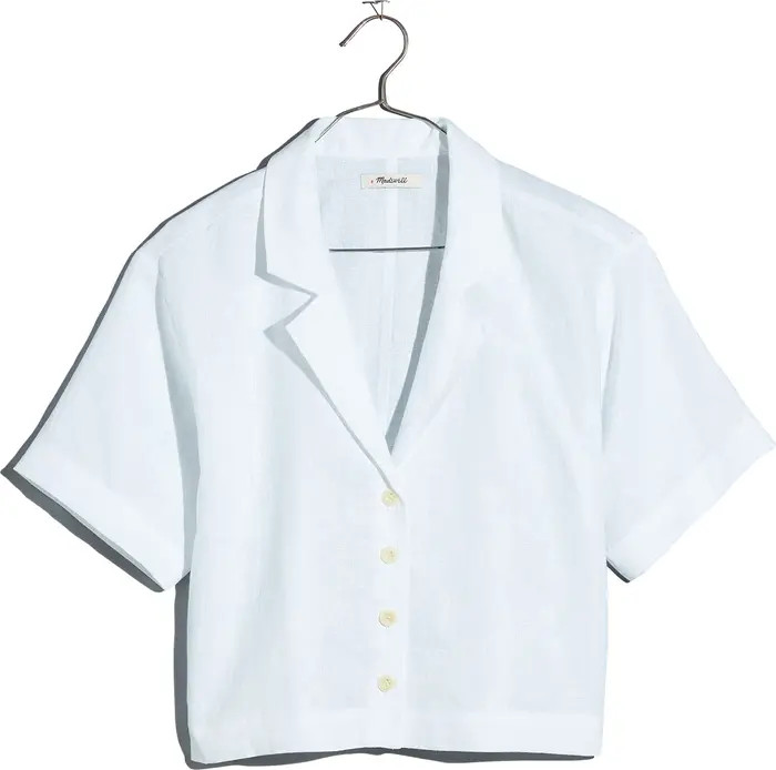 Resort Linen Crop Shirt | Nordstrom
