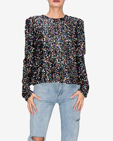 endless rose multi-colored sequin top | Express
