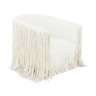 TOV Furniture Shag Me Ivory Vegan Leather Swivel Chair | Ashley