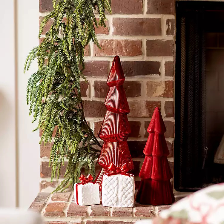 LED Red Antique Glass Tree Figurine, 22 in. | Kirklands Home | Kirklands