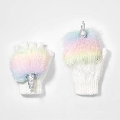 Girls' Unicorn Magic Gloves - Cat & Jack™ White One Size | Target