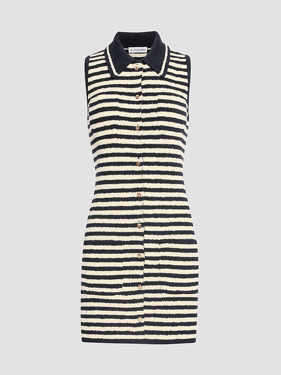 Women's Mamie Striped Cotton-Blend Mini Shirtdress - Black - Size Large | Saks Fifth Avenue