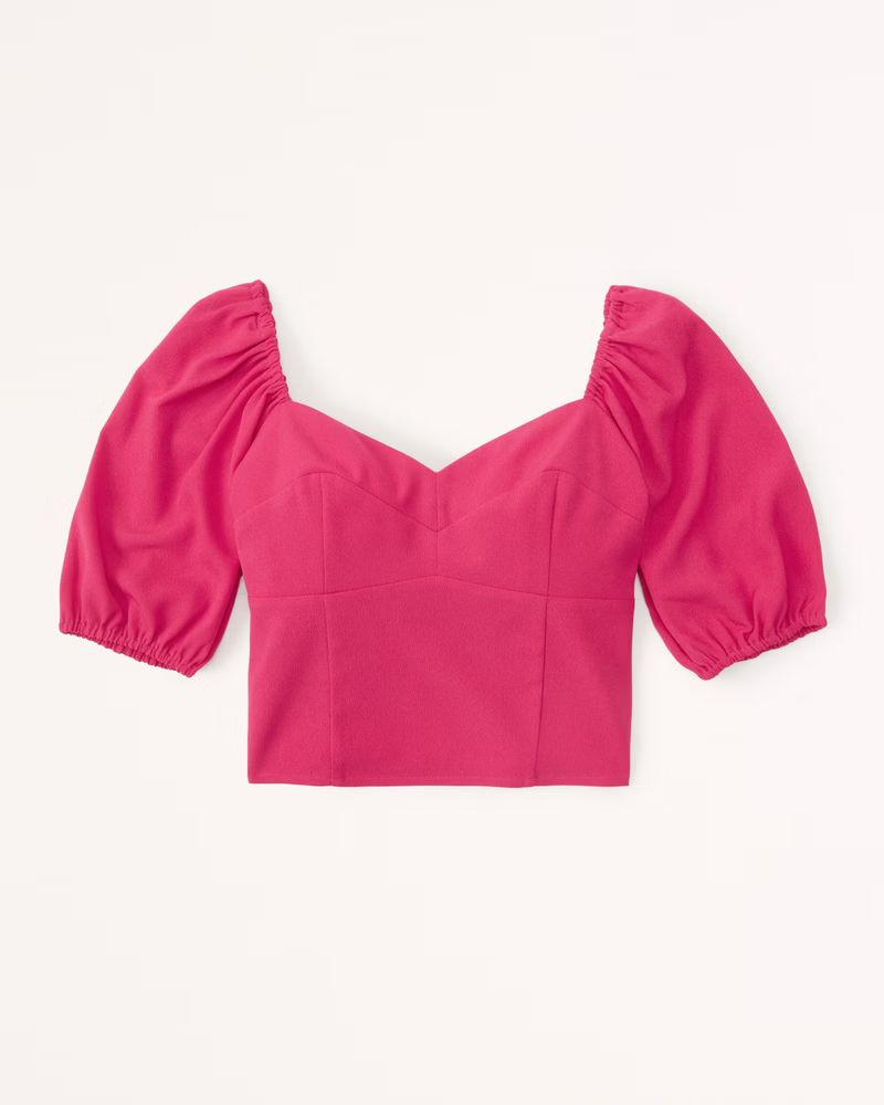 Women's Puff Sleeve Corset Sweetheart Top | Women's | Abercrombie.com | Abercrombie & Fitch (US)
