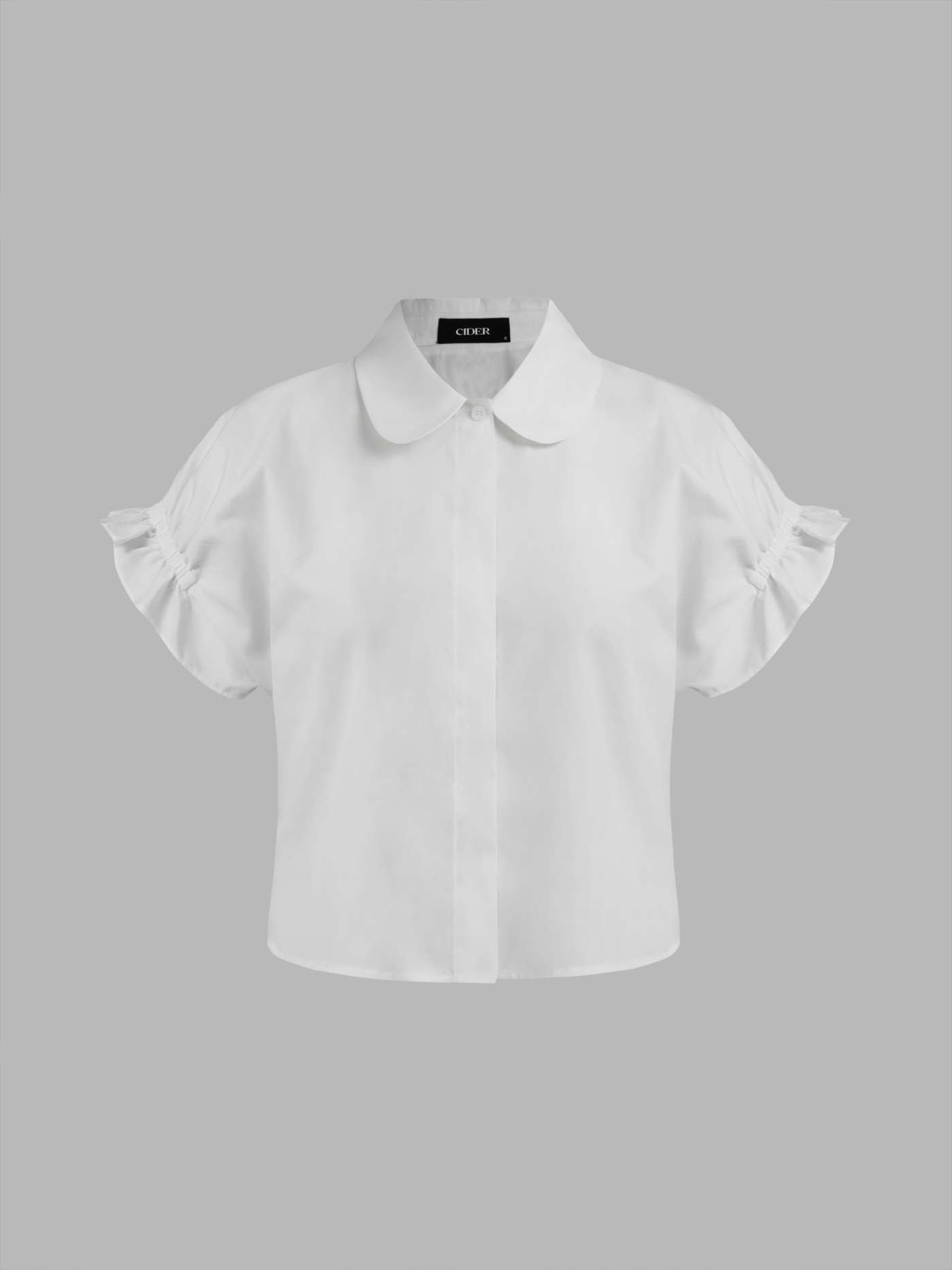 Collar Solid Lettuce Trim Short Sleeve Shirt | Cider