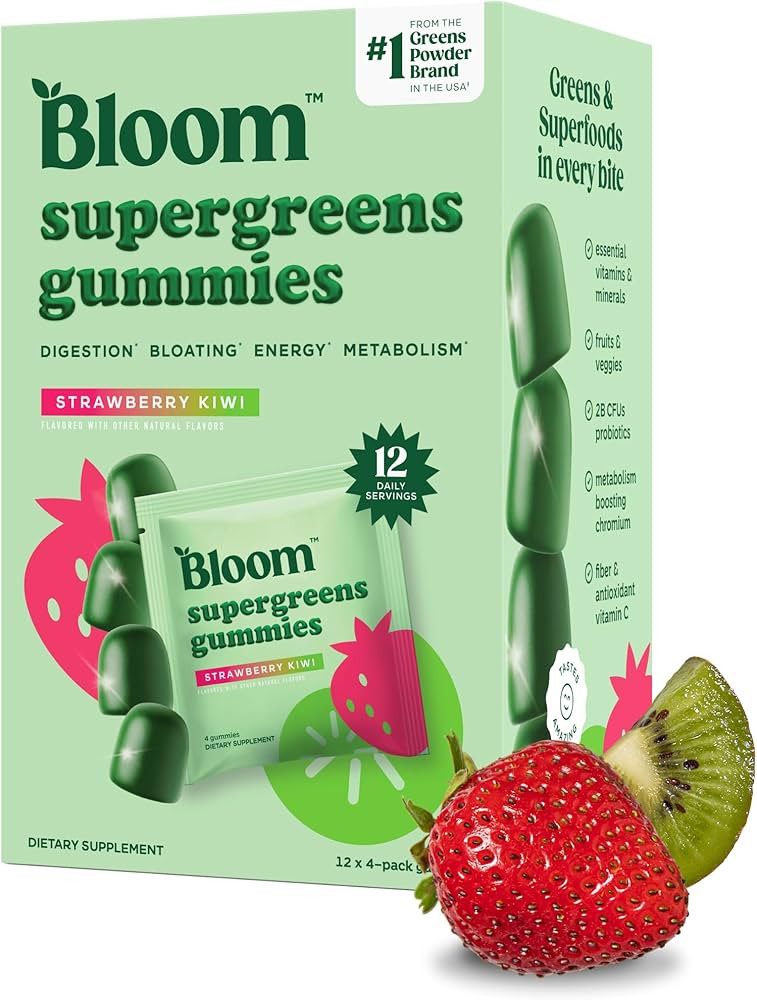 Bloom Super Greens Gummies, Daily Greens Superfood Fiber Gummies with Fruits, Vegetables, Vitamin... | Amazon (US)