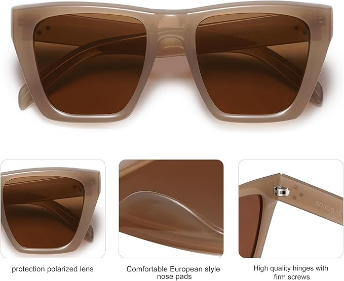 SOJOS Vintage Oversized Square Cat Eye Polarized Sunglasses for Women Trendy Fashion Cateye Style... | Amazon (US)