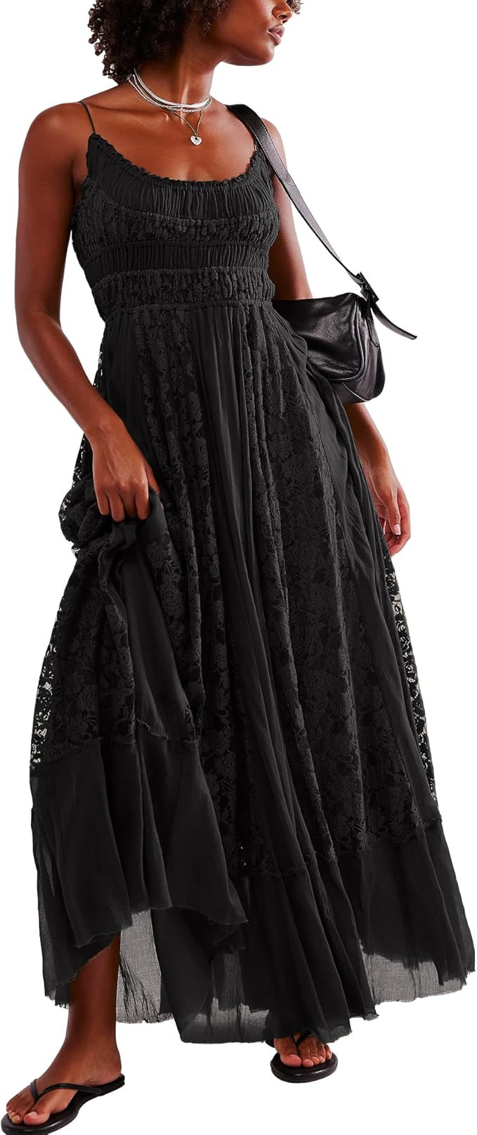 Gacaky Summer Dress for Women Casual Lace Floral Embroidered Bohemian Maxi Dress Flowy A Line Bea... | Amazon (US)