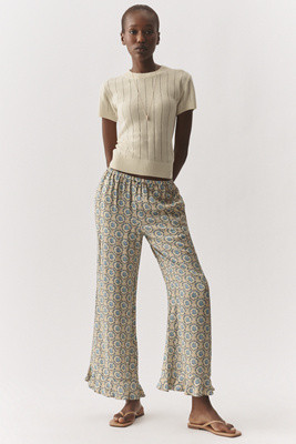Maeve Wallpaper Ruffle Pants | Anthropologie (US)
