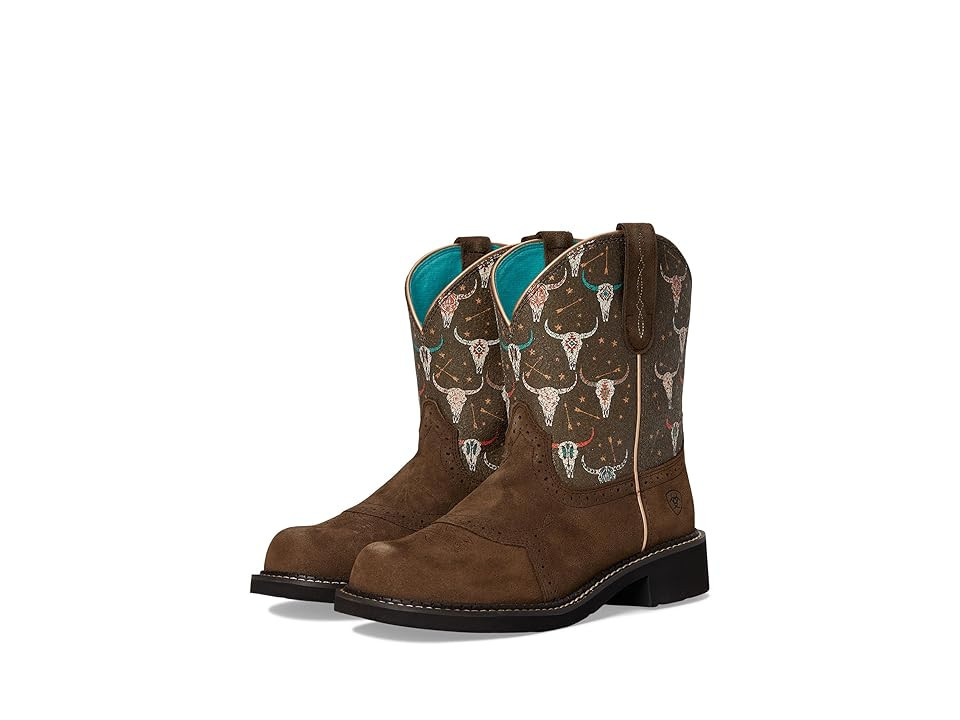 Ariat Fatbaby Heritage Farrah Western Women's Boots Cowboy Women's Boots Barley/Boho Skull Print : 6.5 B - Medium, Leather | Zappos