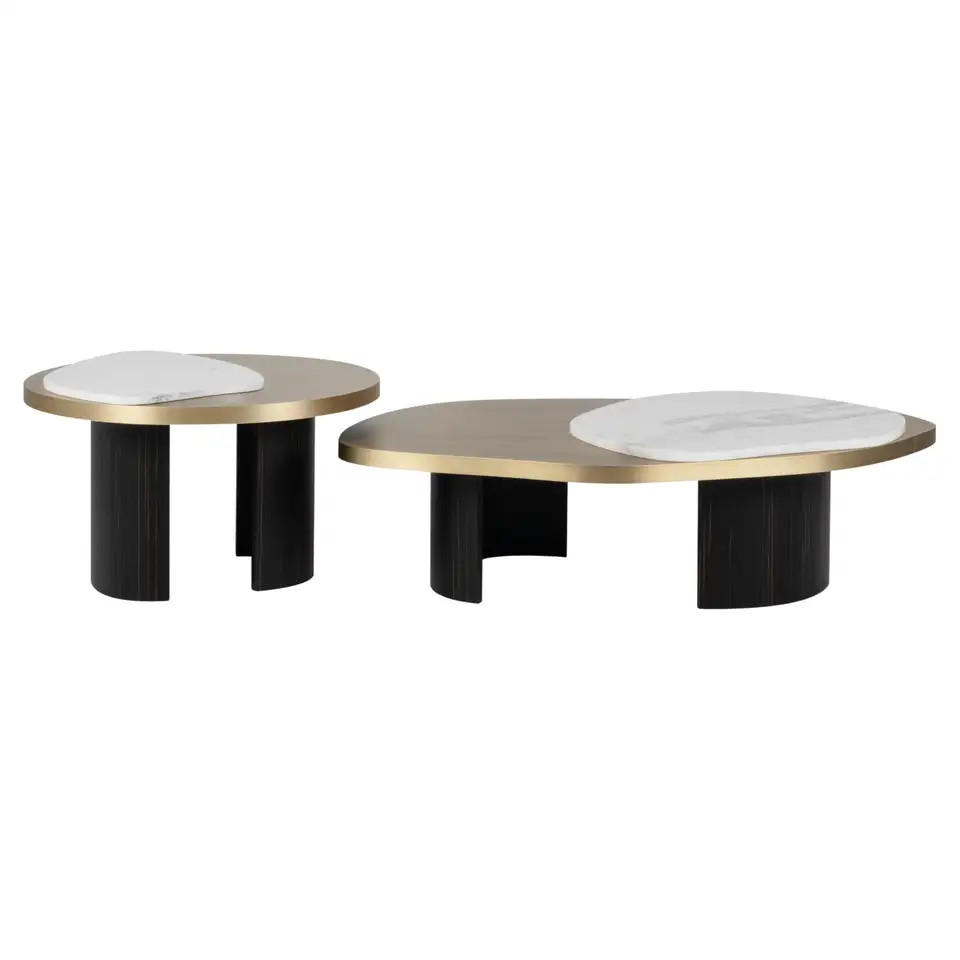 Contemporary Landscape Nesting Coffee Table Set/2, Marble, Handmade Greenapple | 1stDibs